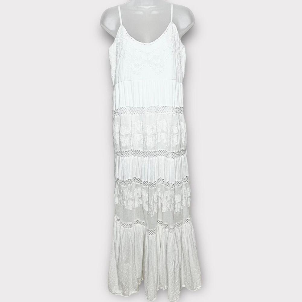 ANTHROPOLOGIE / LOVE THE LABEL The Aurora Beaded Maxi Dress Cream Sz Small - Picture 3 of 10